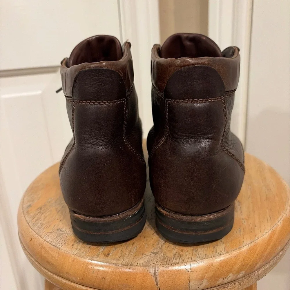 Cole Haan Mens Moc Toe Boots Brown 9M Leather Country Lace Up Lug Sole